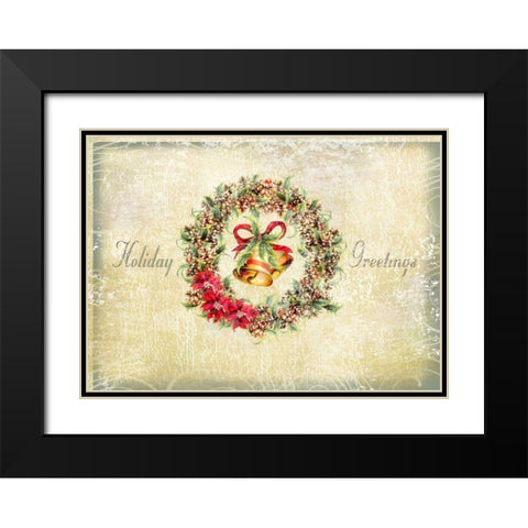 Holiday Greetings Black Modern Wood Framed Art Print with Double Matting by P.S. Art Studios