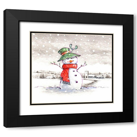 Snow Fun Black Modern Wood Framed Art Print with Double Matting by P.S. Art Studios