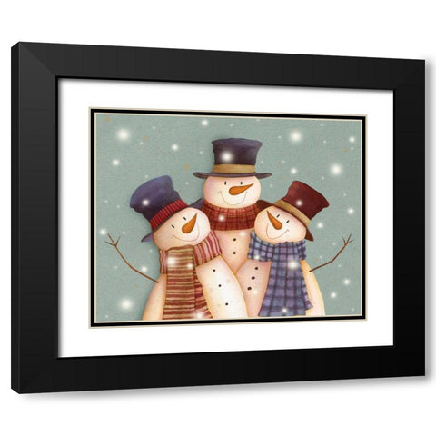 Friends - Snowmen Black Modern Wood Framed Art Print with Double Matting by P.S. Art Studios