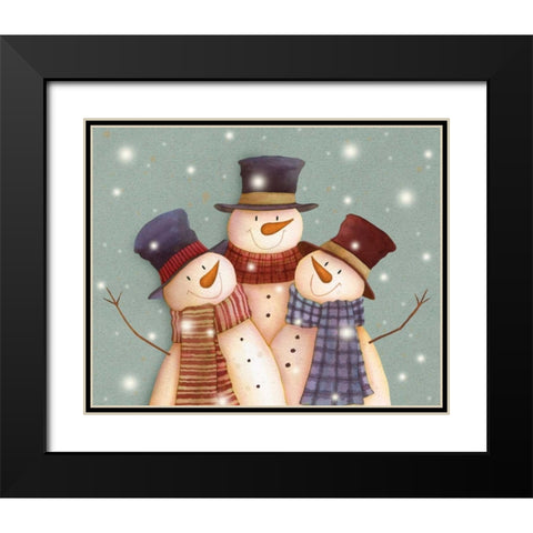 Friends - Snowmen Black Modern Wood Framed Art Print with Double Matting by P.S. Art Studios