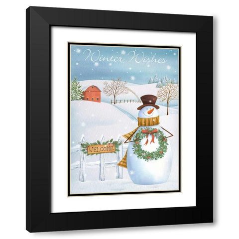 Winter Wishes Black Modern Wood Framed Art Print with Double Matting by P.S. Art Studios