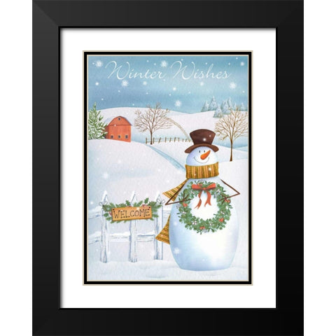 Winter Wishes Black Modern Wood Framed Art Print with Double Matting by P.S. Art Studios