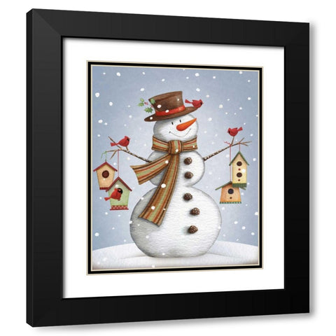 Season Birds Black Modern Wood Framed Art Print with Double Matting by P.S. Art Studios