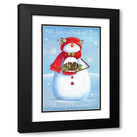 Merry Christmas Black Modern Wood Framed Art Print with Double Matting by P.S. Art Studios