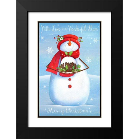 Merry Christmas Black Modern Wood Framed Art Print with Double Matting by P.S. Art Studios