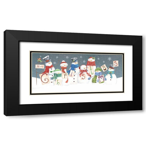 Merry Christmas Black Modern Wood Framed Art Print with Double Matting by P.S. Art Studios