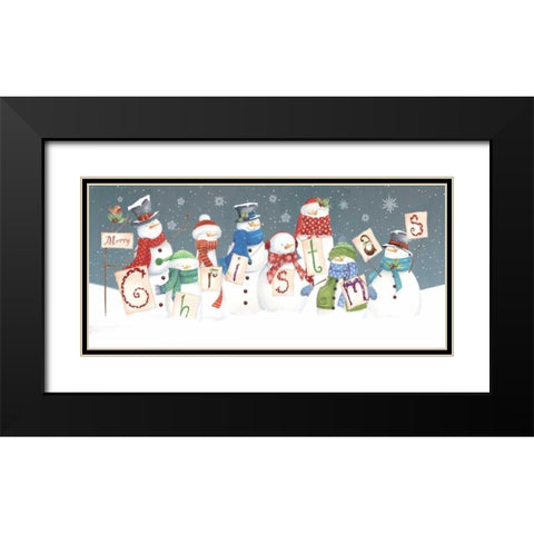 Merry Christmas Black Modern Wood Framed Art Print with Double Matting by P.S. Art Studios