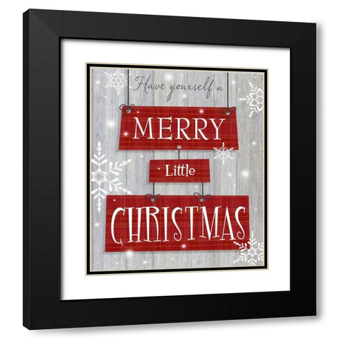 Merry Little Christmas Black Modern Wood Framed Art Print with Double Matting by P.S. Art Studios