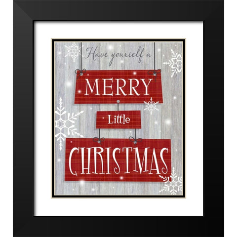 Merry Little Christmas Black Modern Wood Framed Art Print with Double Matting by P.S. Art Studios
