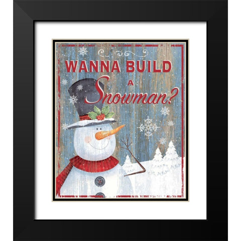 Build a Snowman Black Modern Wood Framed Art Print with Double Matting by P.S. Art Studios