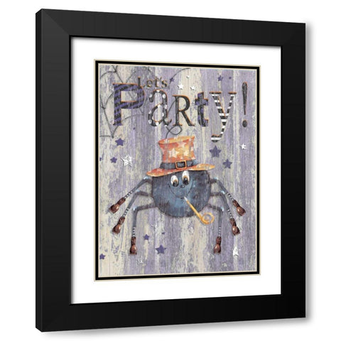 Party Spider Black Modern Wood Framed Art Print with Double Matting by P.S. Art Studios