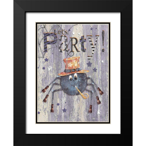 Party Spider Black Modern Wood Framed Art Print with Double Matting by P.S. Art Studios