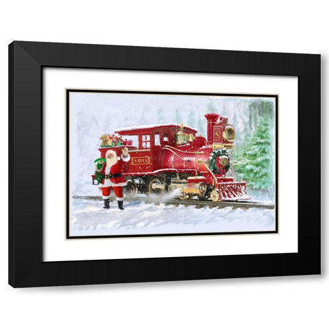 Christmas Train Black Modern Wood Framed Art Print with Double Matting by P.S. Art Studios