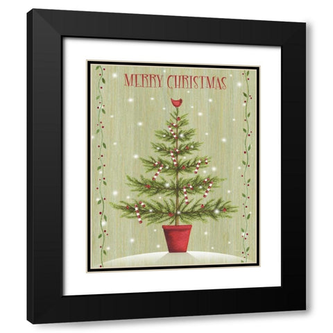 Merry Christmas Black Modern Wood Framed Art Print with Double Matting by P.S. Art Studios