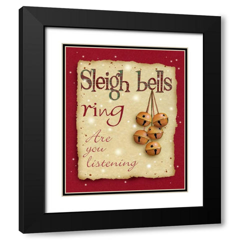 Sleigh Bells Black Modern Wood Framed Art Print with Double Matting by P.S. Art Studios