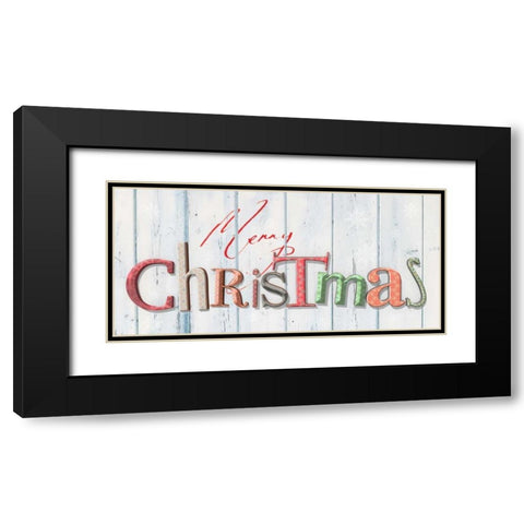 Merry Christmas Black Modern Wood Framed Art Print with Double Matting by P.S. Art Studios