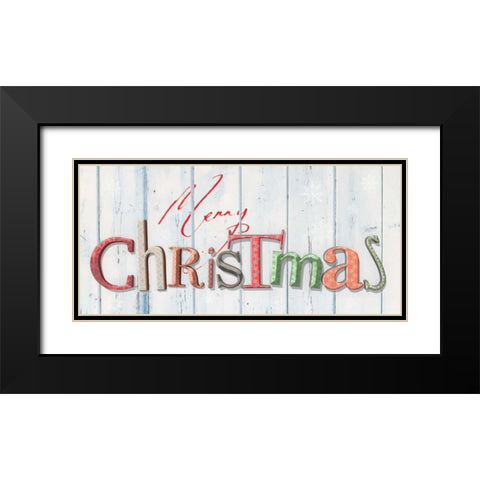 Merry Christmas Black Modern Wood Framed Art Print with Double Matting by P.S. Art Studios