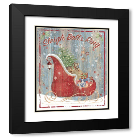 Sleigh Bells Black Modern Wood Framed Art Print with Double Matting by P.S. Art Studios