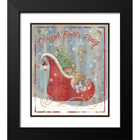 Sleigh Bells Black Modern Wood Framed Art Print with Double Matting by P.S. Art Studios