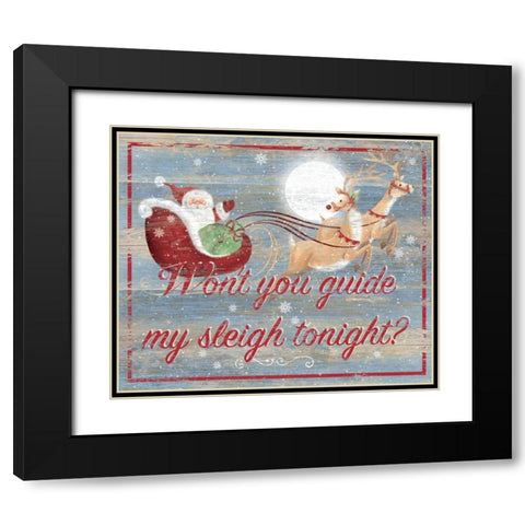 Guide My Sleigh Black Modern Wood Framed Art Print with Double Matting by P.S. Art Studios