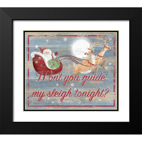 Guide My Sleigh Black Modern Wood Framed Art Print with Double Matting by P.S. Art Studios