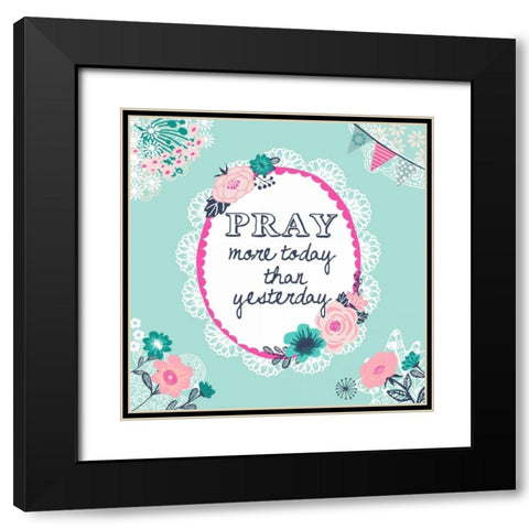 Pray Black Modern Wood Framed Art Print with Double Matting by P.S. Art Studios