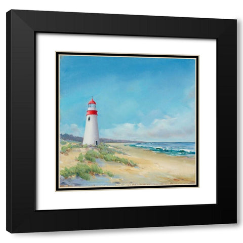 Lighthouse Black Modern Wood Framed Art Print with Double Matting by P.S. Art Studios