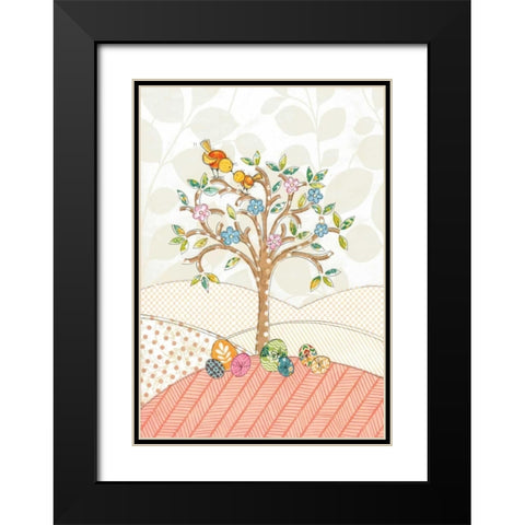 Spring Easter Tree Black Modern Wood Framed Art Print with Double Matting by P.S. Art Studios
