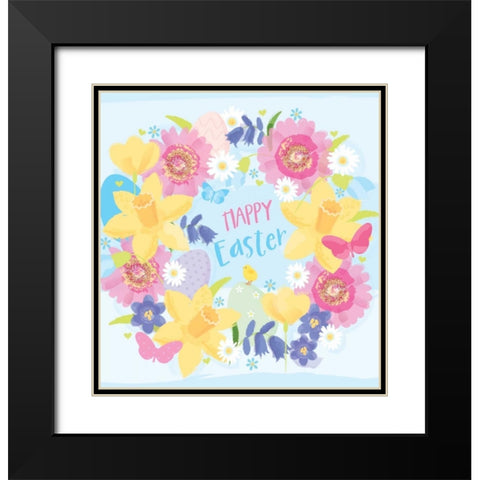 Happy Easter Black Modern Wood Framed Art Print with Double Matting by P.S. Art Studios