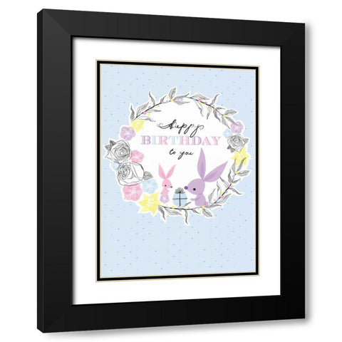 Happy Birthday Black Modern Wood Framed Art Print with Double Matting by P.S. Art Studios