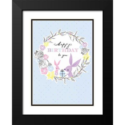 Happy Birthday Black Modern Wood Framed Art Print with Double Matting by P.S. Art Studios