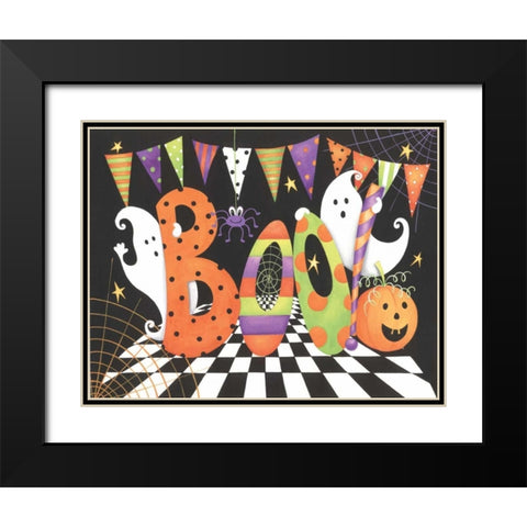Boo Black Modern Wood Framed Art Print with Double Matting by P.S. Art Studios