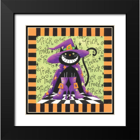 Halloween Cat Black Modern Wood Framed Art Print with Double Matting by P.S. Art Studios