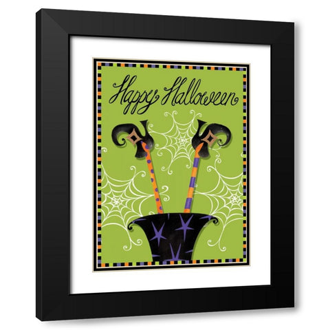 Happy Halloween Witch Black Modern Wood Framed Art Print with Double Matting by P.S. Art Studios