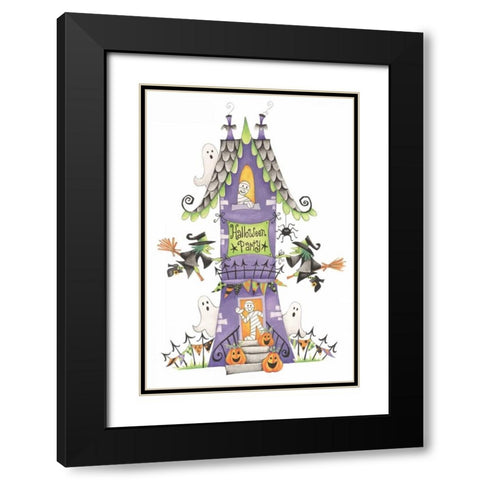 Halloween Party House Black Modern Wood Framed Art Print with Double Matting by P.S. Art Studios