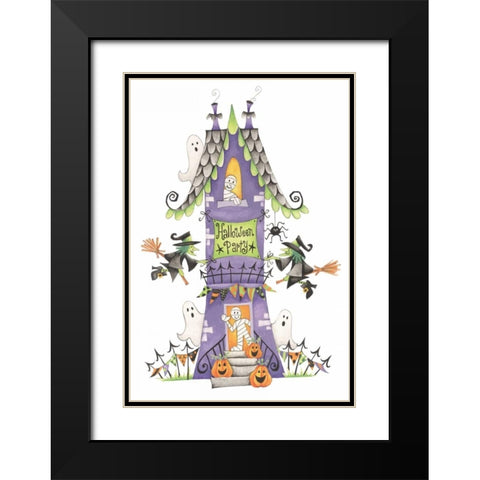 Halloween Party House Black Modern Wood Framed Art Print with Double Matting by P.S. Art Studios