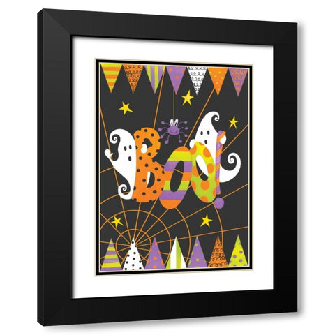 Ghost Boo Black Modern Wood Framed Art Print with Double Matting by P.S. Art Studios