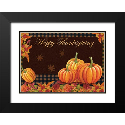 Happy Thanksgiving Black Modern Wood Framed Art Print with Double Matting by P.S. Art Studios