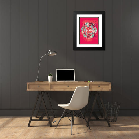 Peace Wreath Black Modern Wood Framed Art Print with Double Matting by P.S. Art Studios