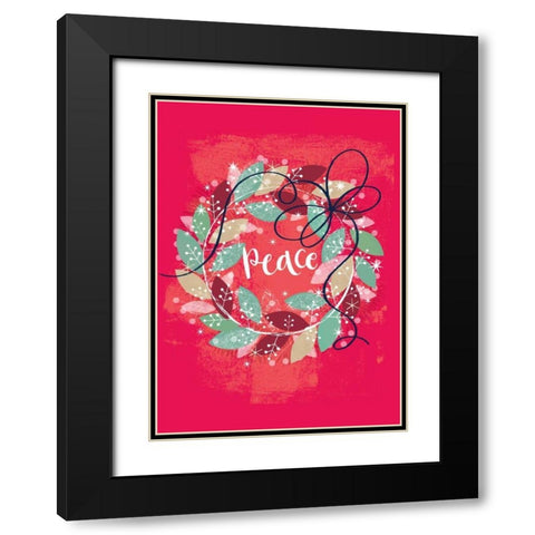 Peace Wreath Black Modern Wood Framed Art Print with Double Matting by P.S. Art Studios
