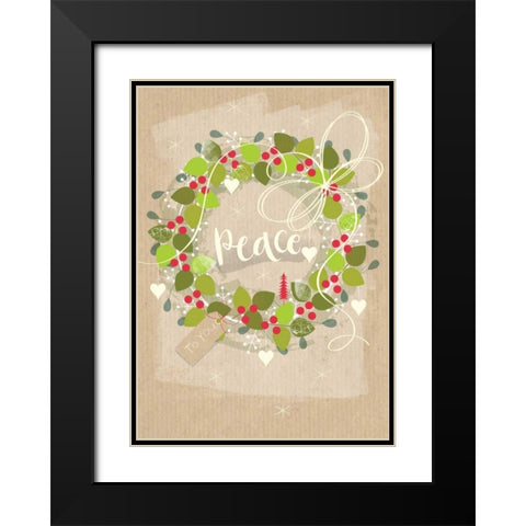 Peace Wreath Black Modern Wood Framed Art Print with Double Matting by P.S. Art Studios