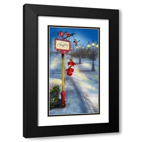 Merry Christmas Black Modern Wood Framed Art Print with Double Matting by P.S. Art Studios