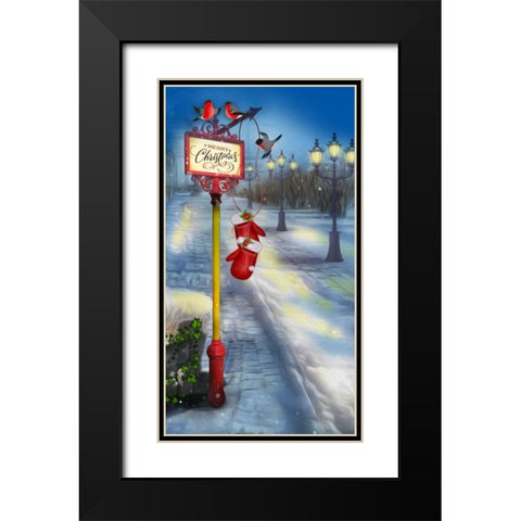 Merry Christmas Black Modern Wood Framed Art Print with Double Matting by P.S. Art Studios