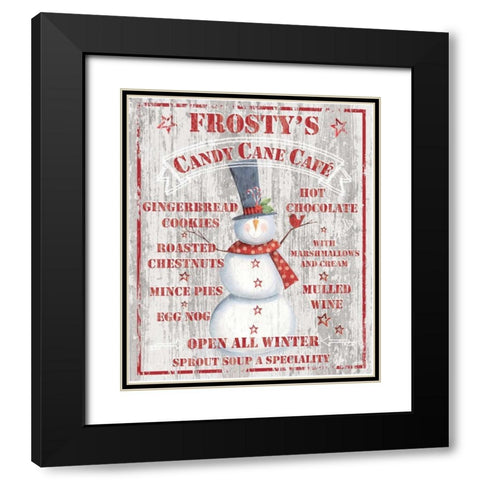 Frostys Candy Cane Cafe Black Modern Wood Framed Art Print with Double Matting by P.S. Art Studios