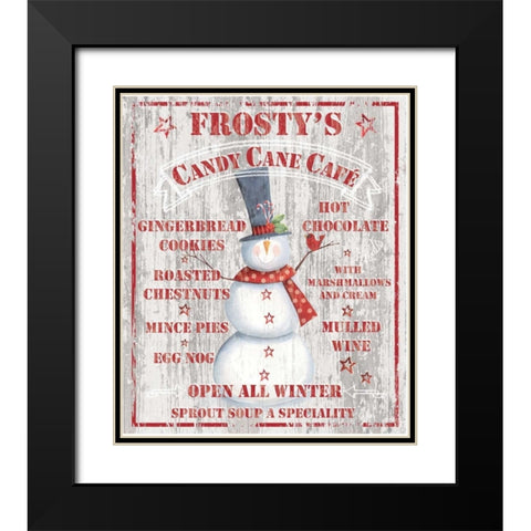 Frostys Candy Cane Cafe Black Modern Wood Framed Art Print with Double Matting by P.S. Art Studios