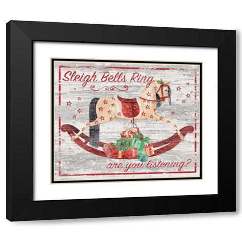 Sleigh Bells Ring Black Modern Wood Framed Art Print with Double Matting by P.S. Art Studios