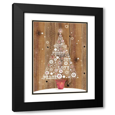 Holiday Tree Black Modern Wood Framed Art Print with Double Matting by P.S. Art Studios