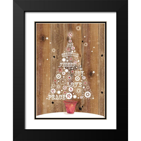 Holiday Tree Black Modern Wood Framed Art Print with Double Matting by P.S. Art Studios