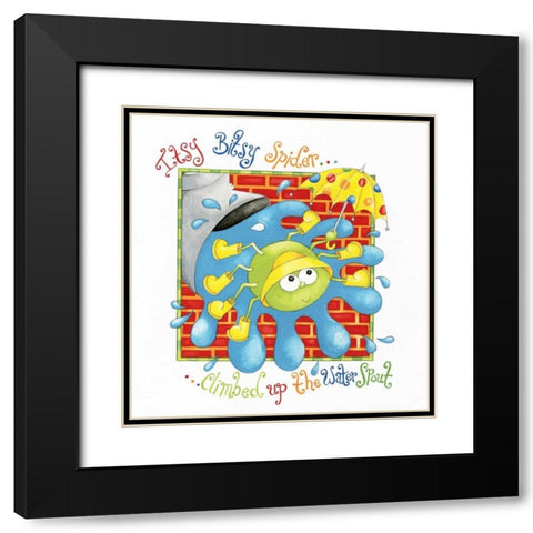 Itsy Bitsy Spider Black Modern Wood Framed Art Print with Double Matting by P.S. Art Studios