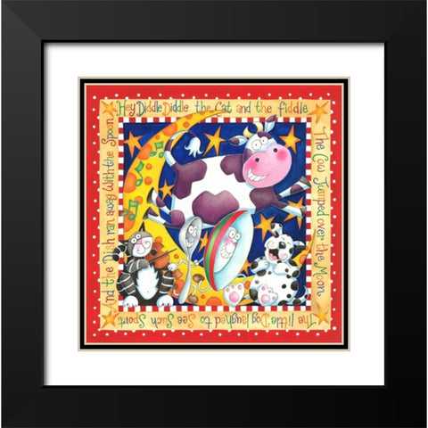 Hey Diddle Diddle Black Modern Wood Framed Art Print with Double Matting by P.S. Art Studios